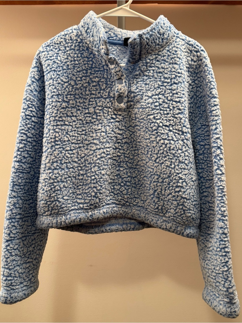 PacSun Light Blue Sherpa Crop Pullover